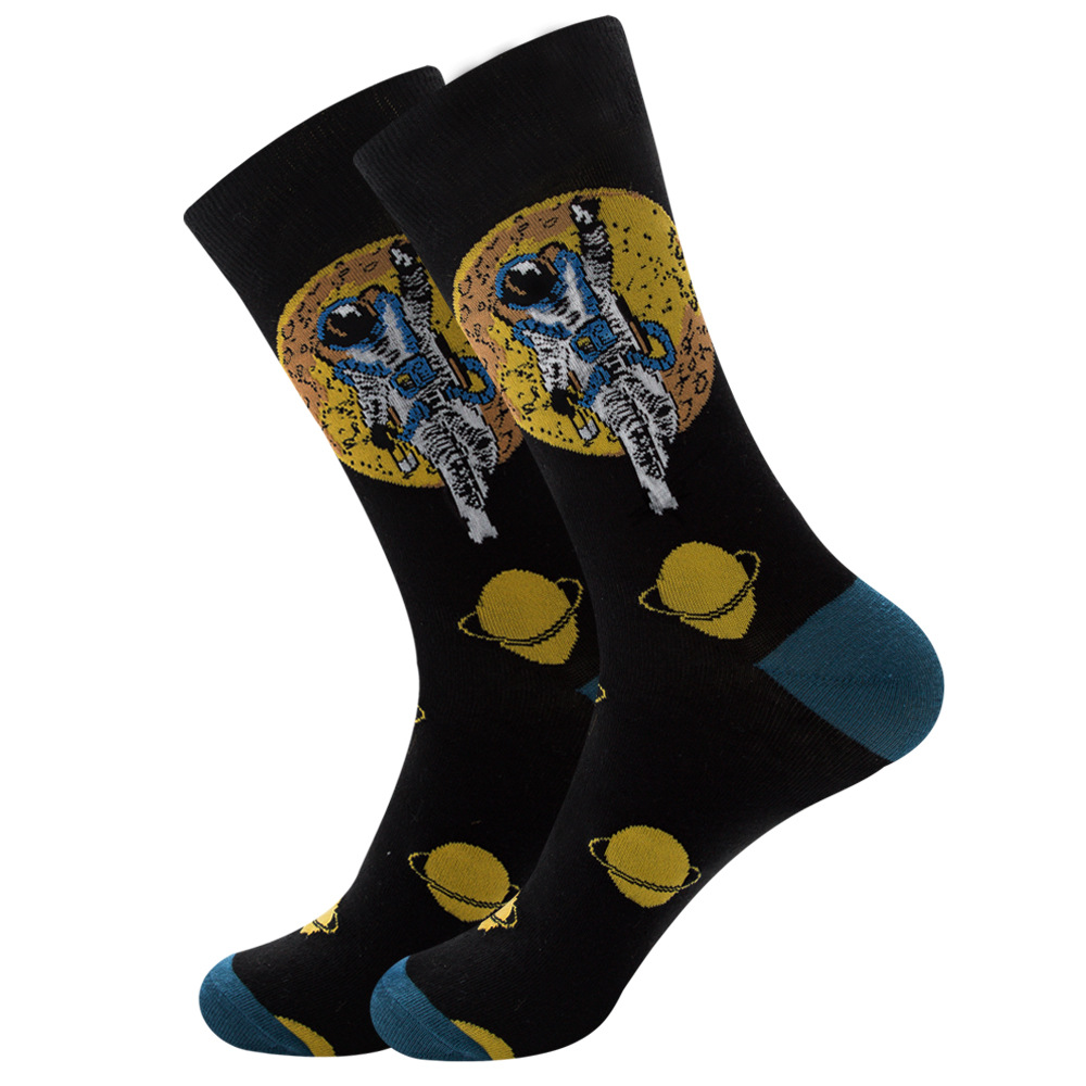 Men Universe Slabs Planet Constellation Female Astronaut Laugh Socks